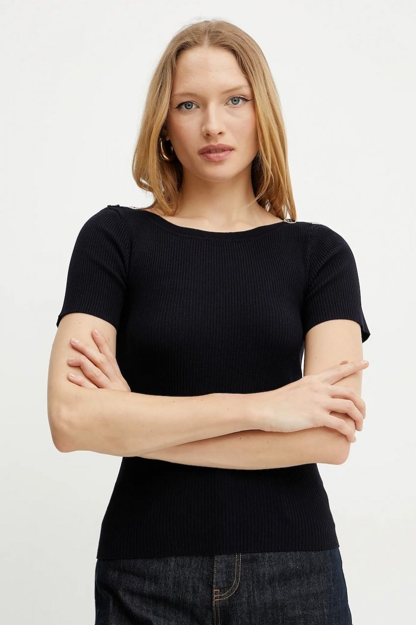 Sveter Morgan MPIO dámske, tmavomodrá farba, tenký, MPIO