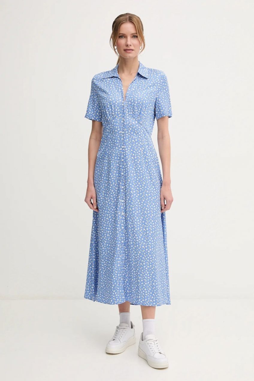 Šaty Tommy Hilfiger fialová farba, maxi, áčkový strih, WW0WW45941