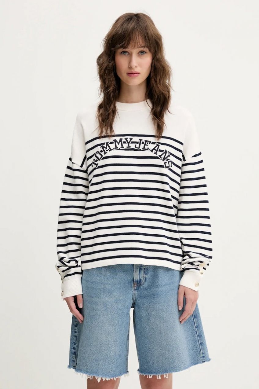 Bavlnený sveter Tommy Jeans béžová farba, DW0DW20251