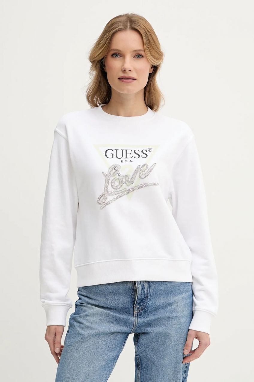 Mikina Guess LOVE biela farba, s potlačou, W5GQ05 KB683