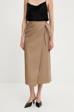 Sukňa Answear.LAB béžová farba, midi, rovný strih