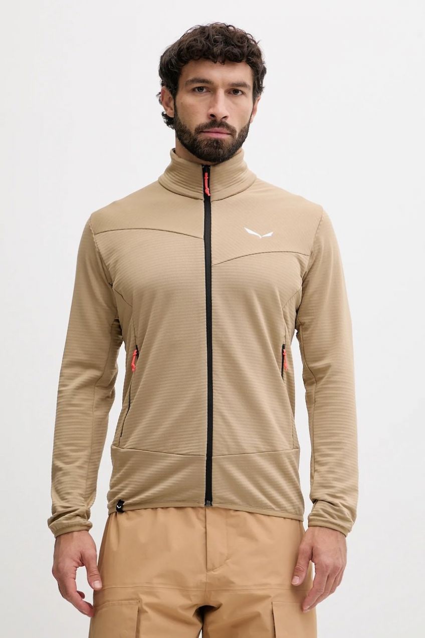 Športová mikina Salewa Puez Altavia hnedá farba, jednofarebná, 00.0000029138