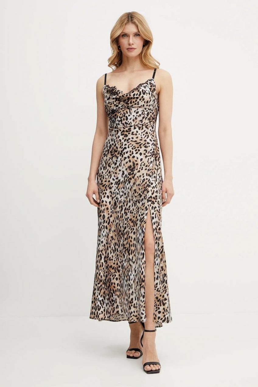 Šaty Guess ADLE béžová farba, maxi, áčkový strih, W5GT10 WF1T2