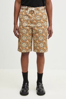 Bavlnené šortky Drôle de Monsieur Le Short Workwear Paisley pánske, žltá farba, G-BS155-CO189-MS