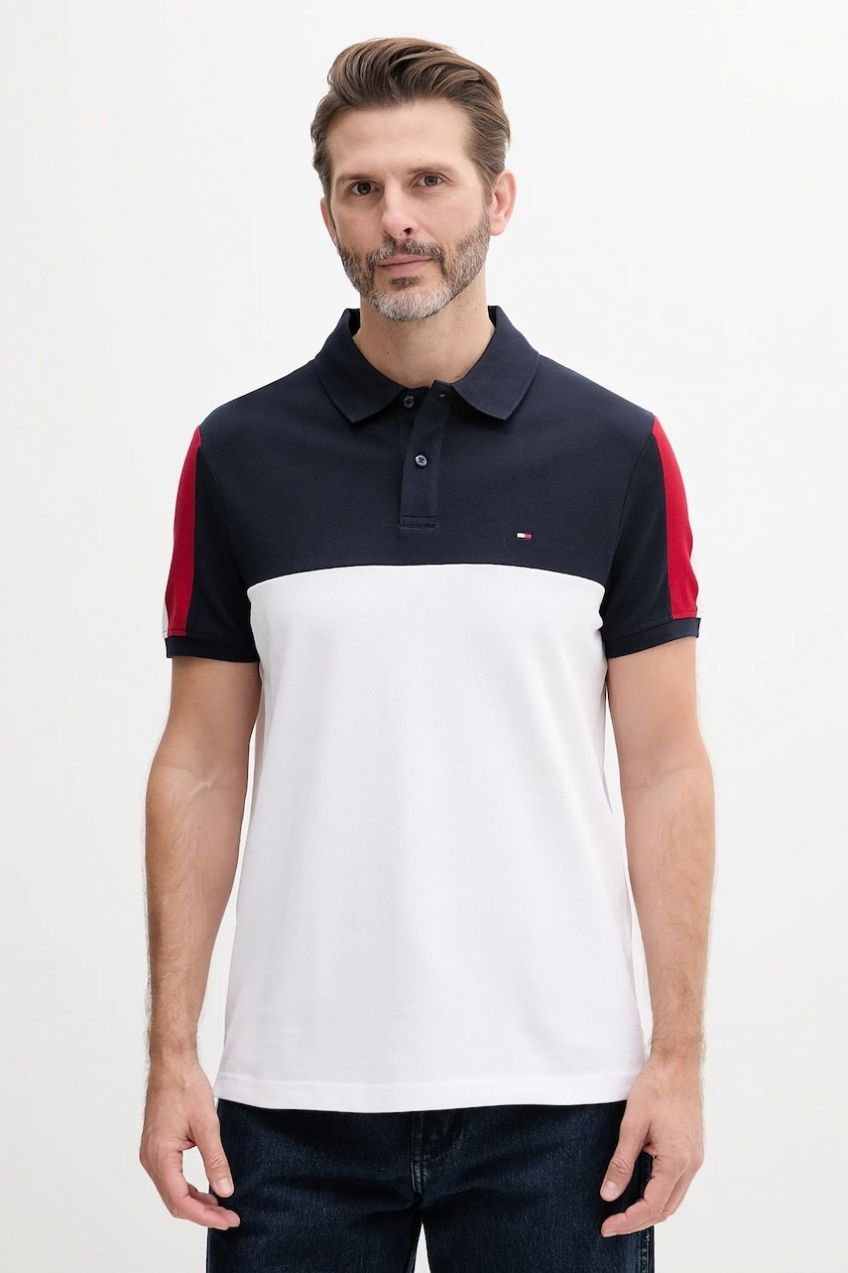 Polo tričko Tommy Hilfiger pánske, tmavomodrá farba, vzorované, MW0MW38966