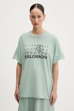 Tričko MM6 Maison Margiela x Salomon dámske, tyrkysová farba, S52GC0345