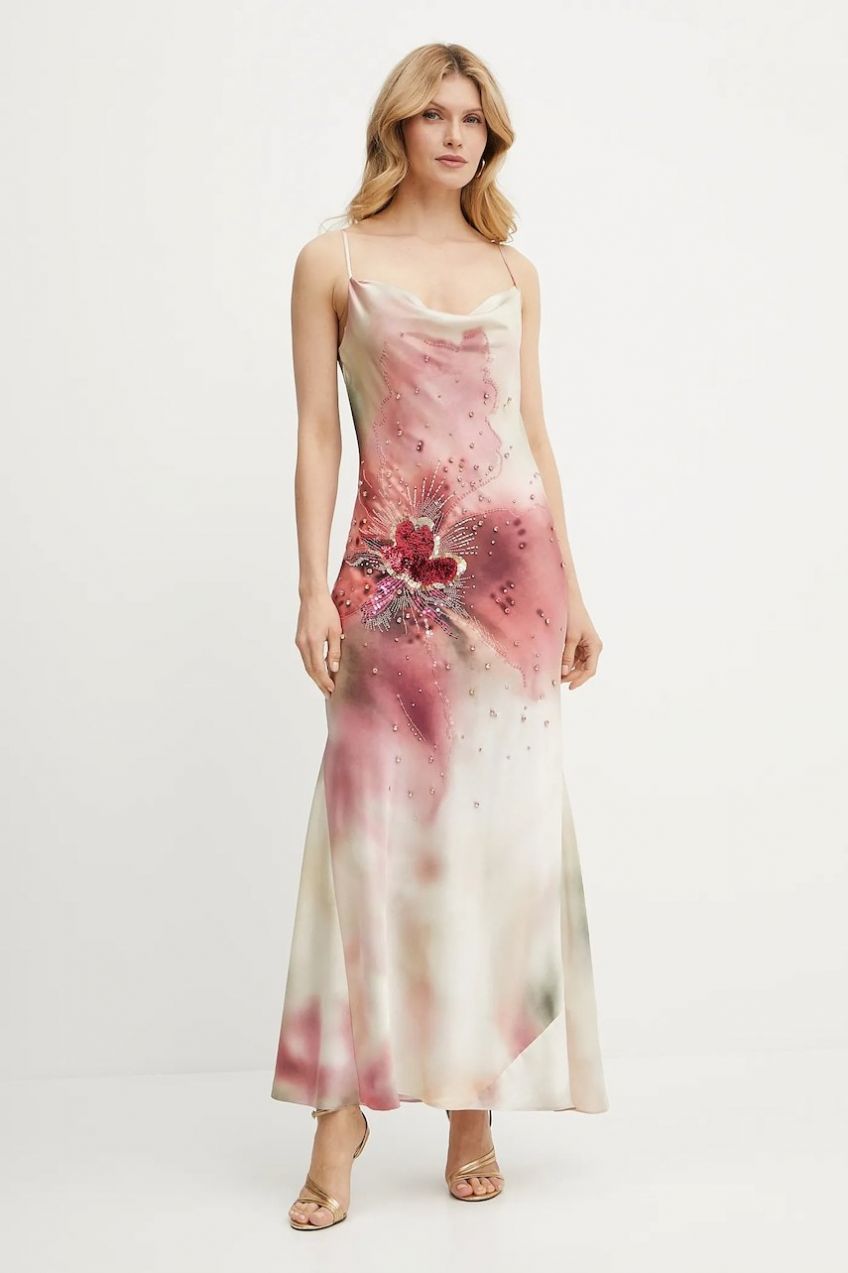 Šaty Marciano by Guess SARA béžová farba, maxi, rovný strih, 5GGK57 7099Z