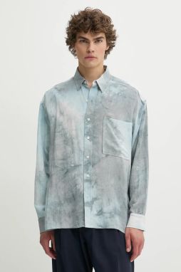 Košeľa s prímesou ľanu IRO šedá farba, voľný strih, s klasickým golierom, MP18NARCISSE