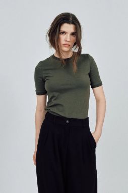 Bavlnené tričko MUUV. dámske, zelená farba