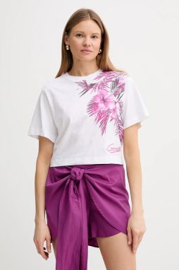 Bavlnené tričko Guess dámske, biela farba, W5GI19 K6XN4