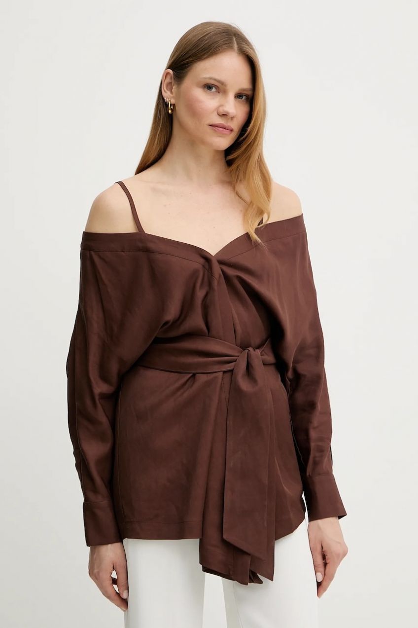 Blúzka Marciano by Guess GRETA hnedá farba, jednofarebná, 5GGH37 7316A