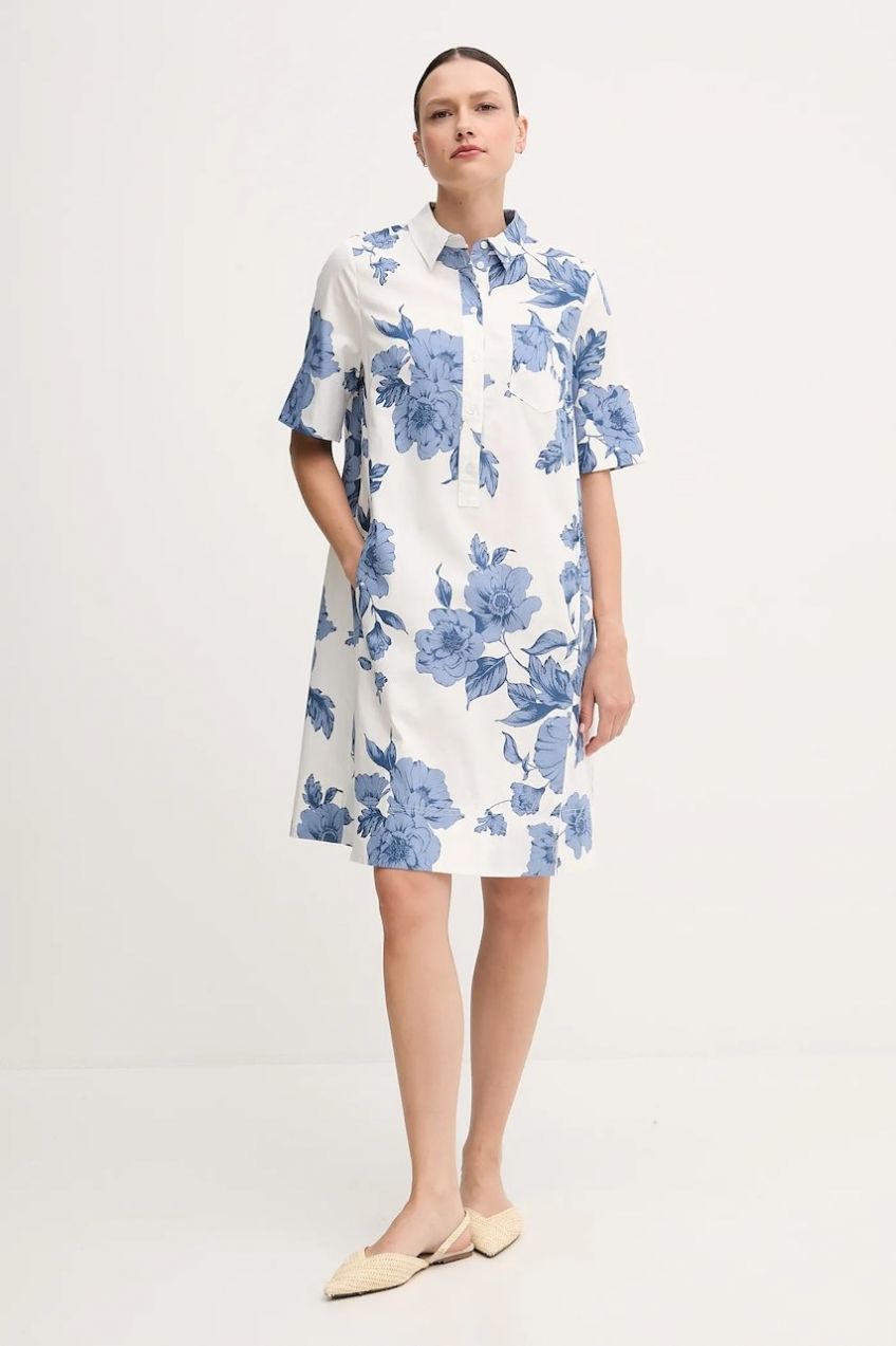 Bavlnené šaty OUI biela farba, mini, rovný strih, 92869