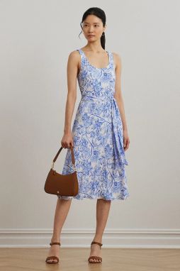 Šaty Lauren Ralph Lauren biela farba, midi, áčkový strih, 200973375
