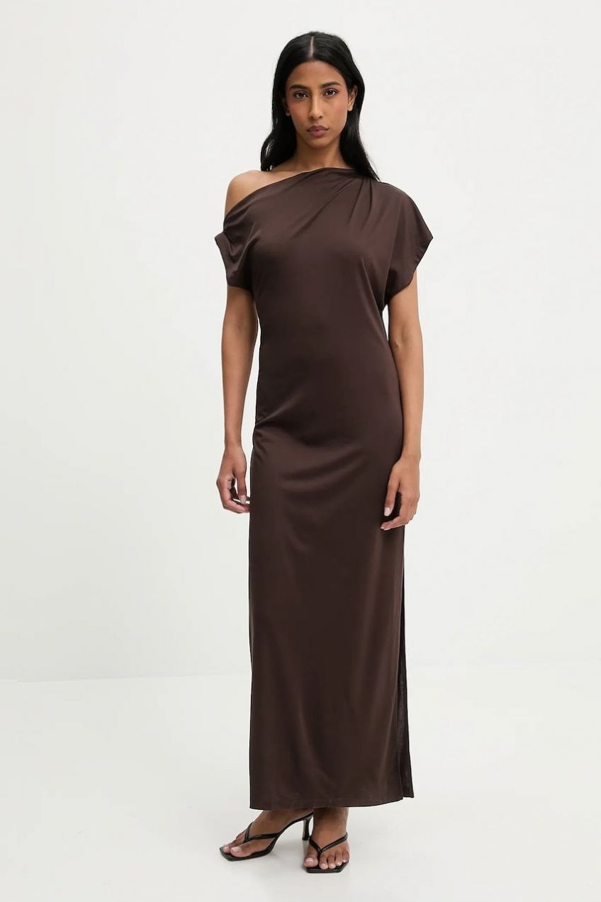 Šaty Answear.LAB hnedá farba, maxi, rovný strih