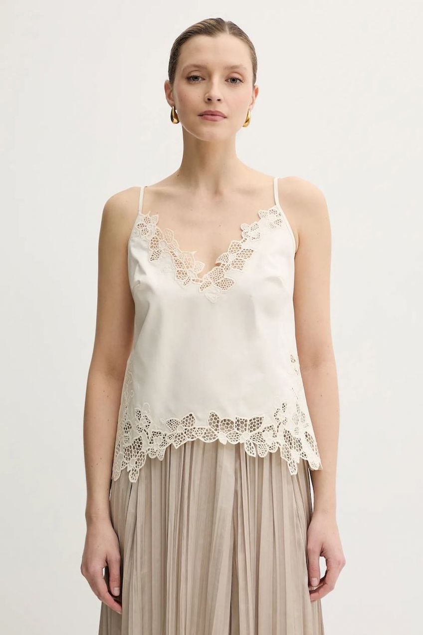 Bavlnená blúzka Marciano by Guess BROOKE béžová farba, jednofarebná, 5GGH23 7313A