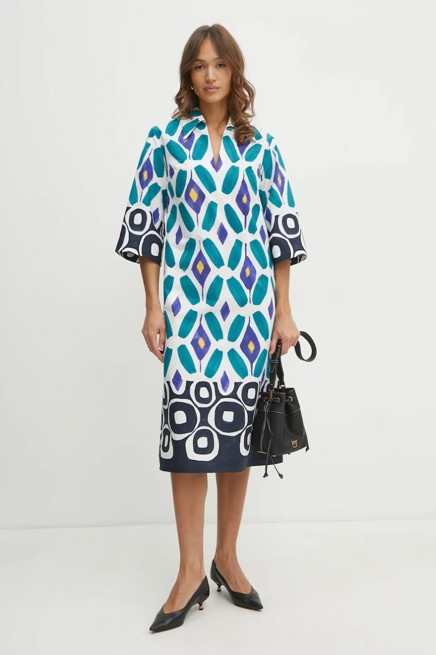 Šaty Luisa Spagnoli biela farba, midi, rovný strih, 542073