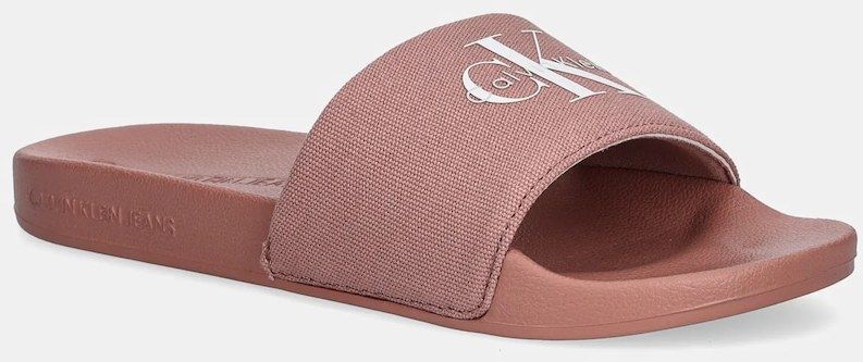 Šľapky Calvin Klein Jeans SLIDE MONOGRAM WN LOGO CK béžová farba, YW0YW01967