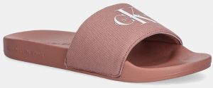 Šľapky Calvin Klein Jeans SLIDE MONOGRAM WN LOGO CK béžová farba, YW0YW01967