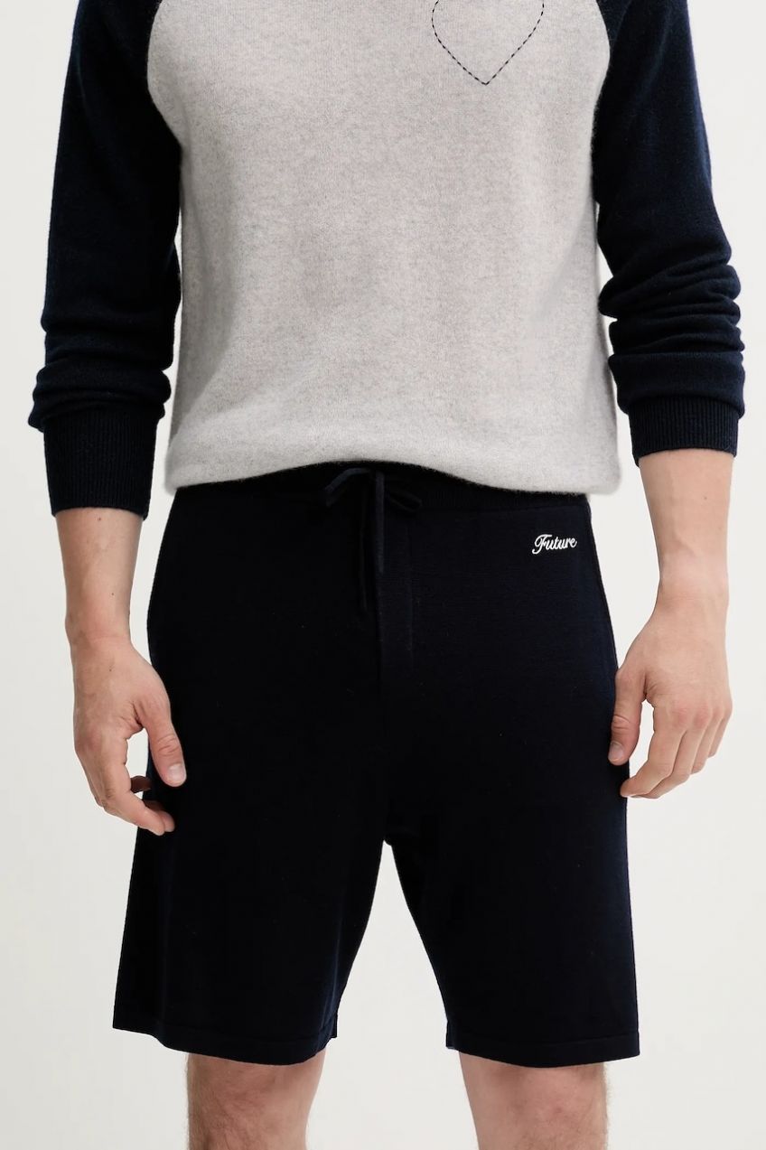 Vlnené šortky FROM FUTURE tmavomodrá farba, MSH02672
