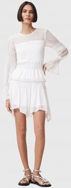 Sukňa AllSaints PAMELA biela farba, mini, áčkový strih, W039RC