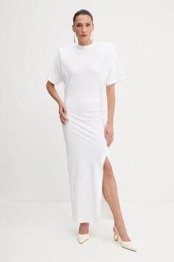 Bavlnené šaty Pinko biela farba, maxi, priliehavé, 105219 A2M2