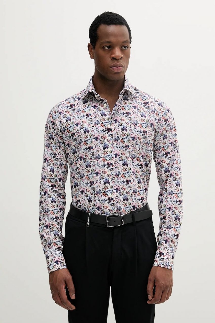 Bavlnená košeľa Eton biela farba, slim, s klasickým golierom, 100012667