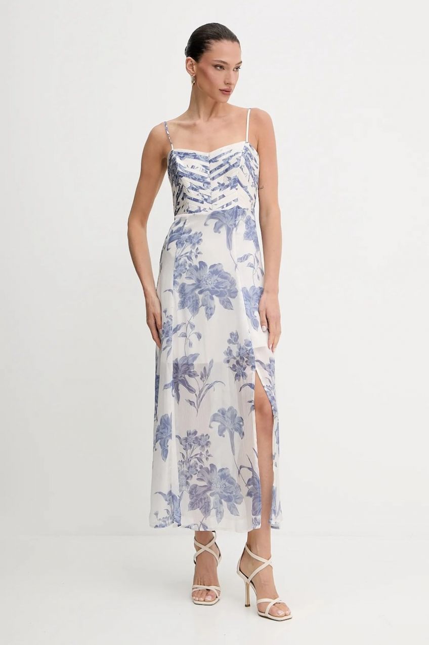 Šaty Guess ELLIE béžová farba, maxi, áčkový strih, W5GT0L WCWF2