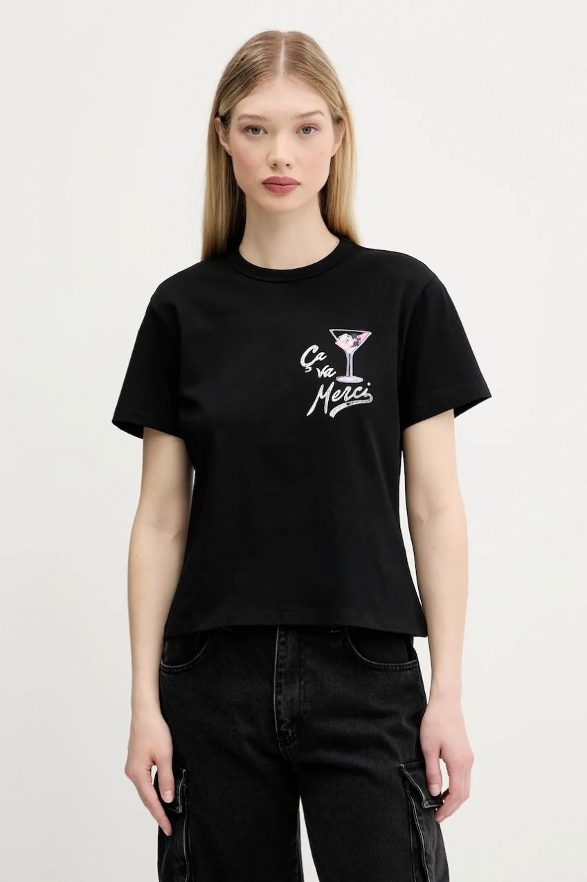 Bavlnené tričko HUGO Destrel_2 dámske, čierna farba, 50544897