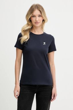 Bavlnené tričko BOSS Orange C_Esogo_3 dámske, tmavomodrá farba, 50545288