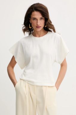 Bavlnené tričko BOSS Orange C_Ersi dámske, béžová farba, 50543502