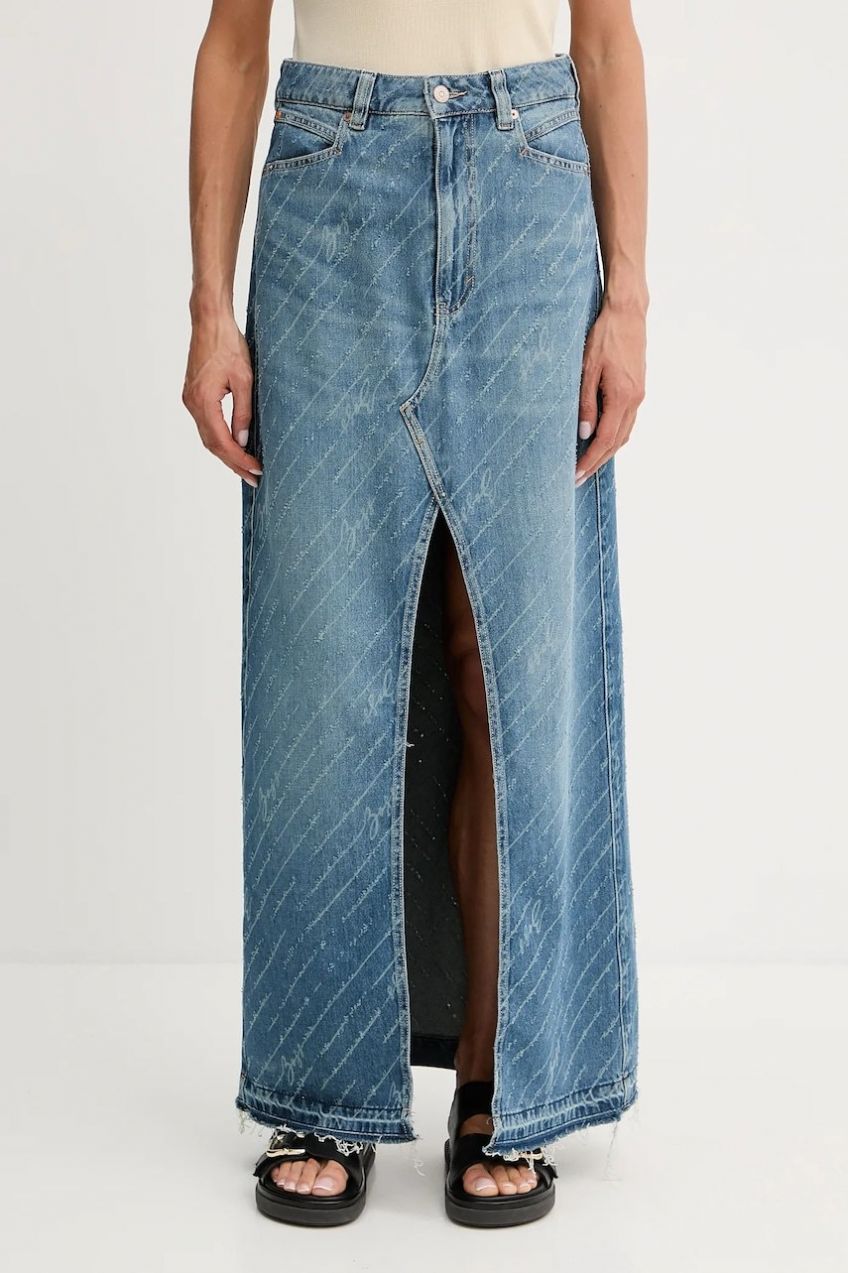 Rifľová sukňa BOSS Orange C_ DNM LONG SKIRT maxi, rovný strih, 50542445