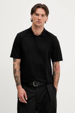 Polo tričko HUGO Dimersve pánske, čierna farba, jednofarebné, 50542770