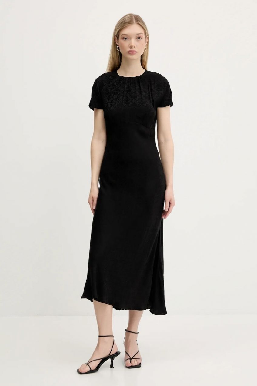 Šaty HUGO Kamindi-1 čierna farba, maxi, rovný strih, 50542304