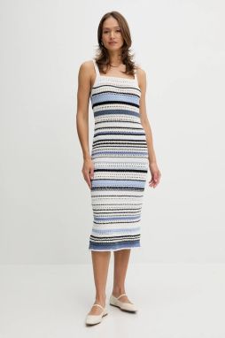 Šaty OUI biela farba, midi, rovný strih, 93053