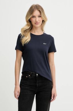 Bavlnené tričko BOSS Orange C_Esogo_HW dámske, tmavomodrá farba, 50554015