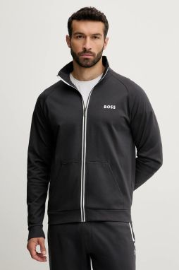 Mikina s kapucňou BOSS Authentic Jacket Z šedá farba, s potlačou, 50545564