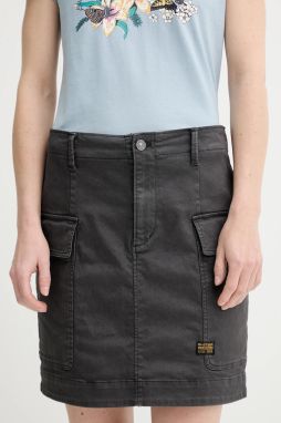 Rifľová sukňa G-Star Cargo short šedá farba, mini, rovný strih, D25235-C106,