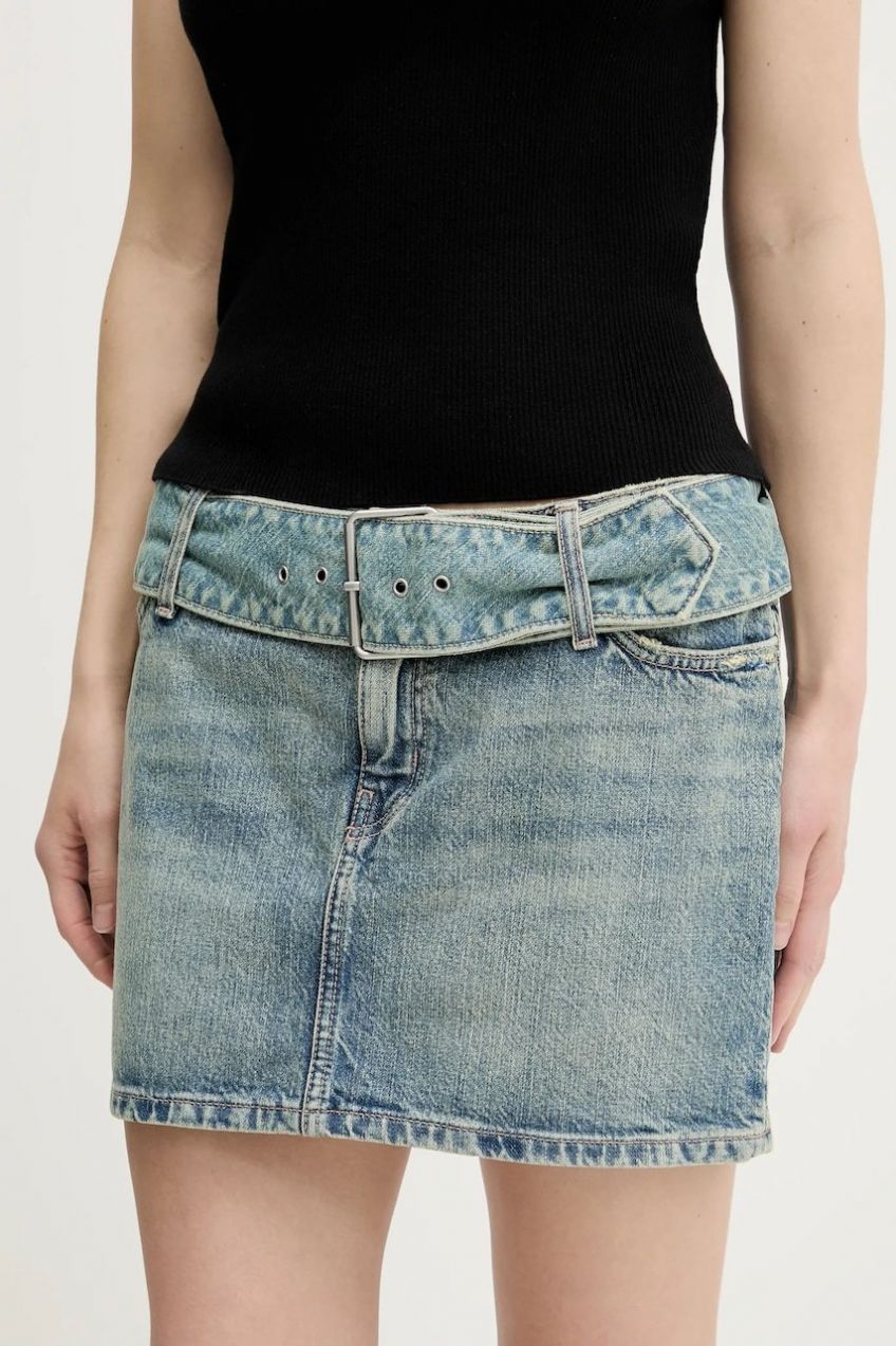 Rifľová sukňa Hugo Blue Gamini_B mini, rovný strih, 50541549