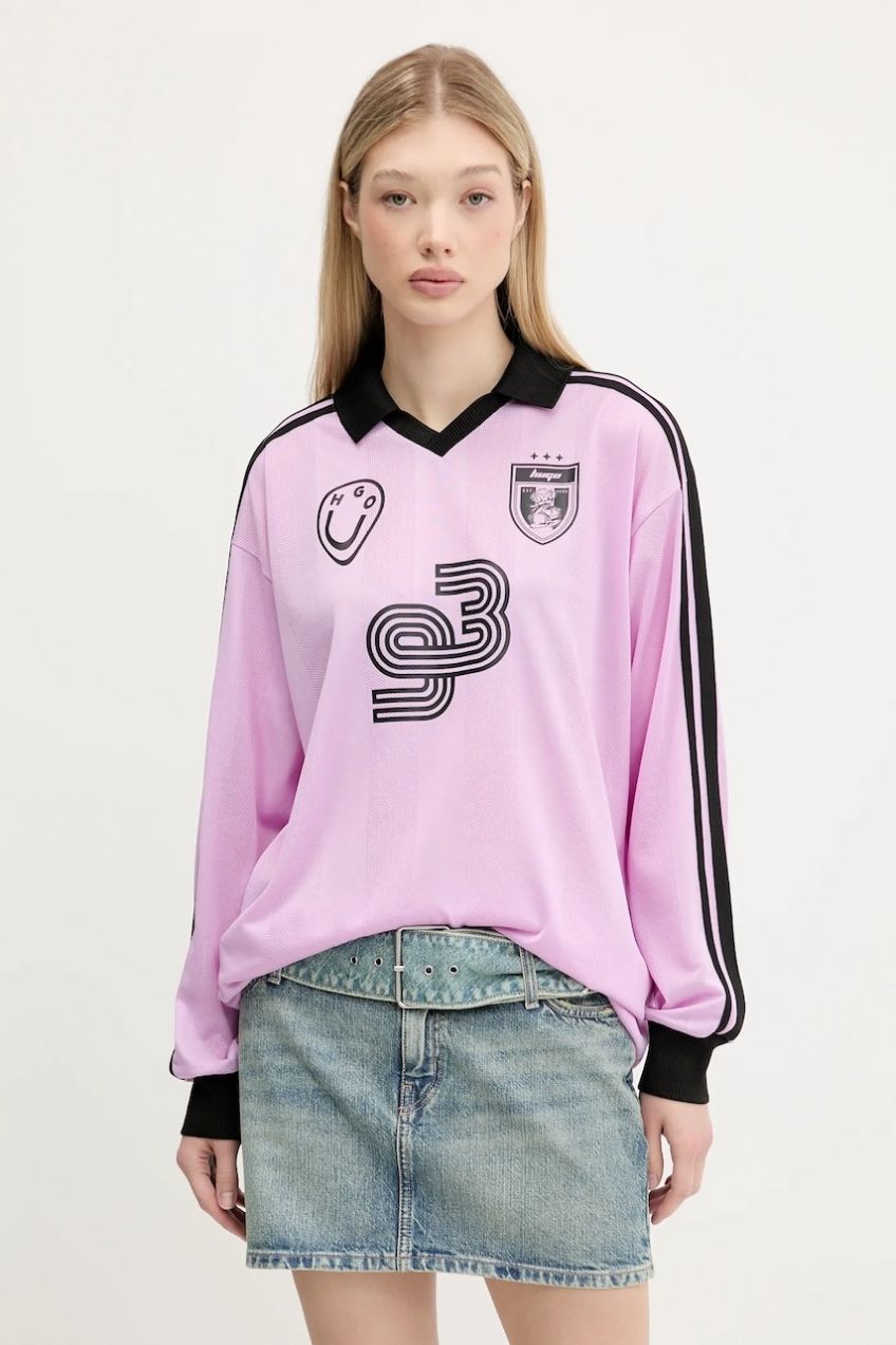 Mikina Hugo Blue Delarri_B fialová farba, s potlačou, 50542303