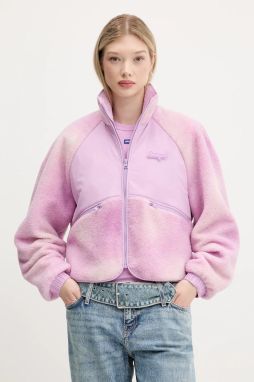 Fleecová mikina Hugo Blue Fatanah-1_B fialová farba, vzorovaná, 50541233