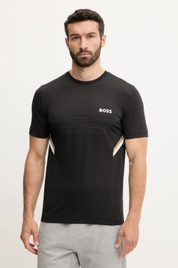 Tričko BOSS Green Tee Tech TOC pánske, čierna farba, s potlačou, 50543329
