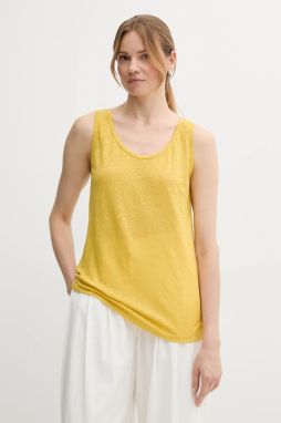 Ľanový top United Colors of Benetton žltá farba, 37UJE8398