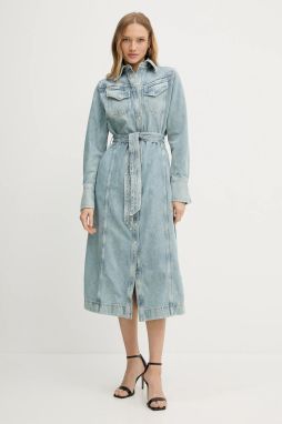 Rifľové šaty BOSS Orange C_Denim Dress 3.0 midi, rovný strih, 50546068