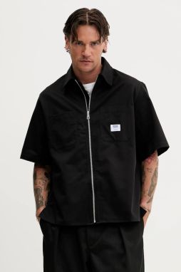 Bavlnená košeľa Hugo Blue Ekyz čierna farba, voľný strih, s klasickým golierom, 50545166