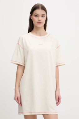 Nočná košeľa HUGO NITE_NIGHTY béžová farba, 50544130