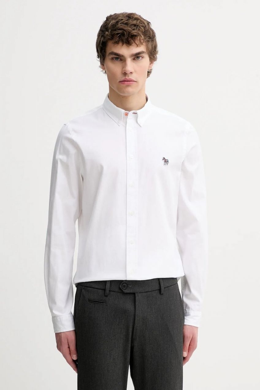 Bavlnená košeľa PS Paul Smith modrá farba, slim, s golierom button-down, M2R-599R-PZEBRA