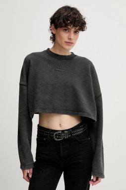 Bavlnená mikina Hugo Blue Derissa_B šedá farba, jednofarebná, 50545035