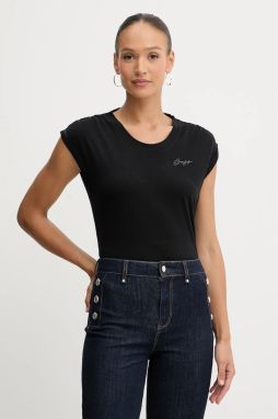 Bavlnený top BOSS Orange C_Elai čierna farba, 50545521