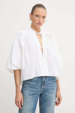 Bavlnená blúzka BOSS Orange C_Bales biela farba, jednofarebná, 50552766