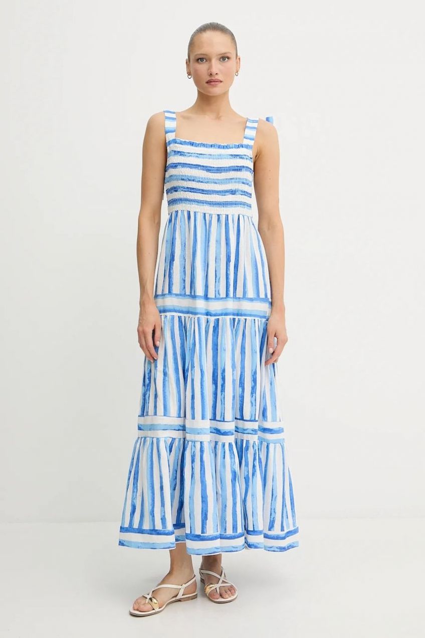 Ľanové šaty Pedro del Hierro fialová farba, maxi, áčkový strih, 3819823